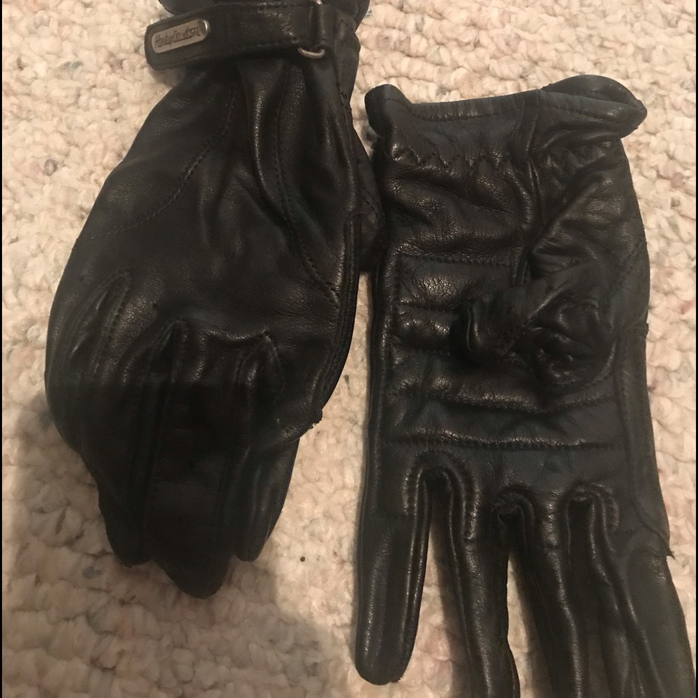 Harley Davidson black leather gloves